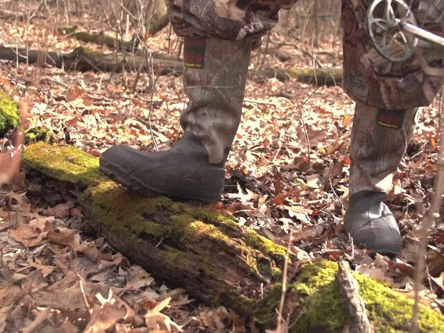 Men's Guide Gear® Waterproof 800 gram Thinsulate™ Ultra Insulation Canvas Top Rubber Boots Realtree® AP™ / Brown - image 4 from the video